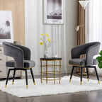 Chaises de salle à manger pivotantes en velours avec accoudoirs, gris/bleu/vert, lot de 2