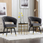 Chaises de salle à manger pivotantes en velours avec accoudoirs, gris/bleu/vert, lot de 2