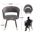 Chaises de salle à manger pivotantes en velours avec accoudoirs, gris/bleu/vert, lot de 2
