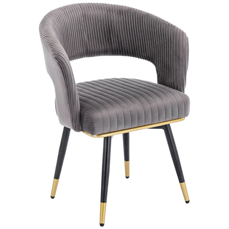 Chaises de salle à manger pivotantes en velours avec accoudoirs, gris/bleu/vert, lot de 2