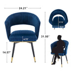 Chaises de salle à manger pivotantes en velours avec accoudoirs, gris/bleu/vert, lot de 2