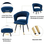Chaises de salle à manger pivotantes en velours avec accoudoirs, gris/bleu/vert, lot de 2
