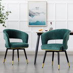 Chaises de salle à manger pivotantes en velours avec accoudoirs, gris/bleu/vert, lot de 2