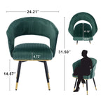 Chaises de salle à manger pivotantes en velours avec accoudoirs, gris/bleu/vert, lot de 2