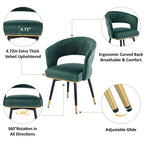 Chaises de salle à manger pivotantes en velours avec accoudoirs, gris/bleu/vert, lot de 2