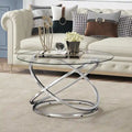 Table d'appoint ronde – Plateau verre/pierre, base chrome/or, table d'appoint 1 personne