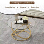 Table d'appoint ronde – Plateau verre/pierre, base chrome/or, table d'appoint 1 personne