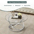 Table d'appoint ronde – Plateau verre/pierre, base chrome/or, table d'appoint 1 personne