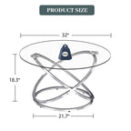 Table d'appoint ronde – Plateau verre/pierre, base chrome/or, table d'appoint 1 personne