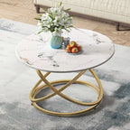 Table d'appoint ronde – Plateau verre/pierre, base chrome/or, table d'appoint 1 personne