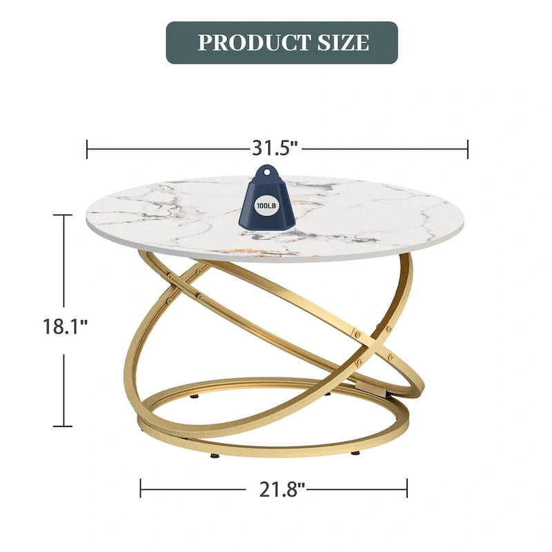 Table d'appoint ronde – Plateau verre/pierre, base chrome/or, table d'appoint 1 personne