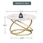 Table d'appoint ronde – Plateau verre/pierre, base chrome/or, table d'appoint 1 personne