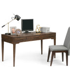 Bureau de style Mid-Century en bois massif 60" Noyer / Blanc / Gris Campagne / Noir