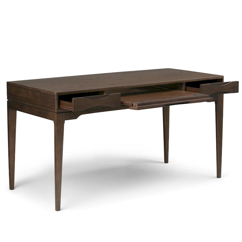 Bureau de style Mid-Century en bois massif 60" Noyer / Blanc / Gris Campagne / Noir