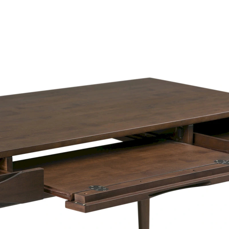 Bureau de style Mid-Century en bois massif 60" Noyer / Blanc / Gris Campagne / Noir