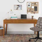 Bureau de style Mid-Century en bois massif 60" Noyer / Blanc / Gris Campagne / Noir