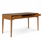 Bureau de style Mid-Century en bois massif 60" Noyer / Blanc / Gris Campagne / Noir