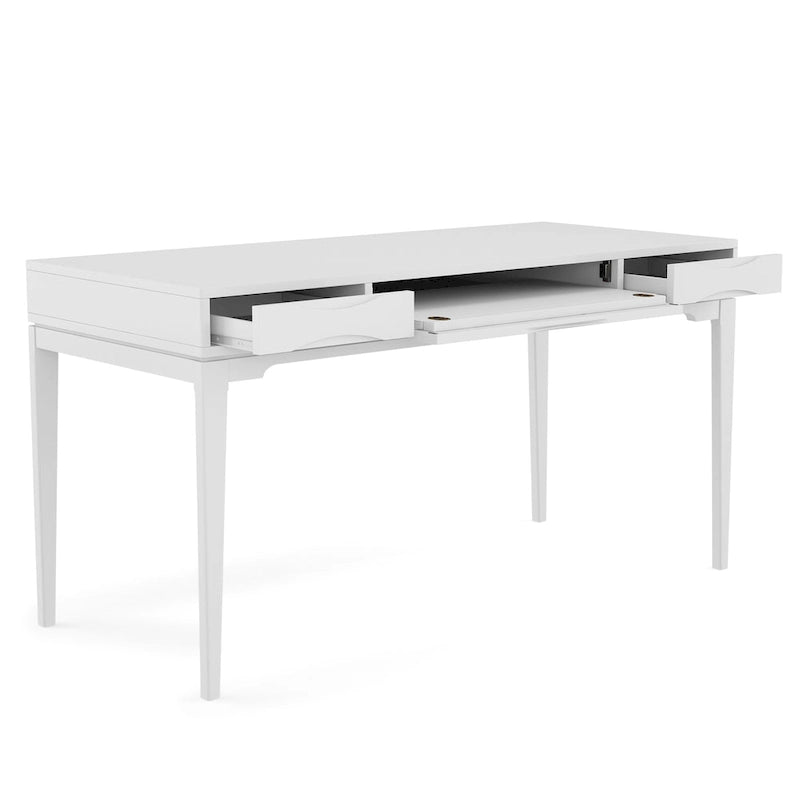 Bureau de style Mid-Century en bois massif 60" Noyer / Blanc / Gris Campagne / Noir