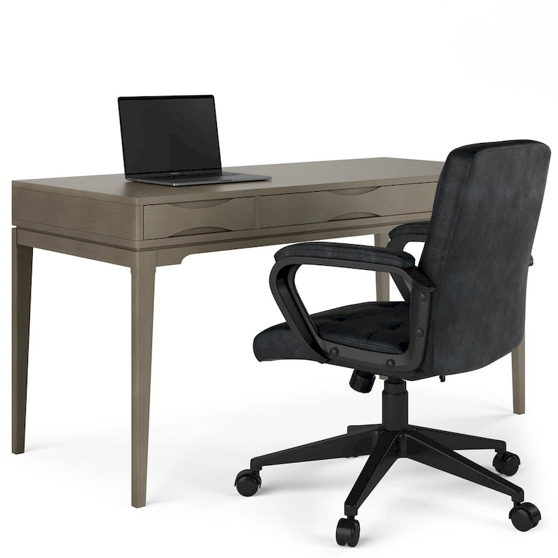 Bureau de style Mid-Century en bois massif 60" Noyer / Blanc / Gris Campagne / Noir