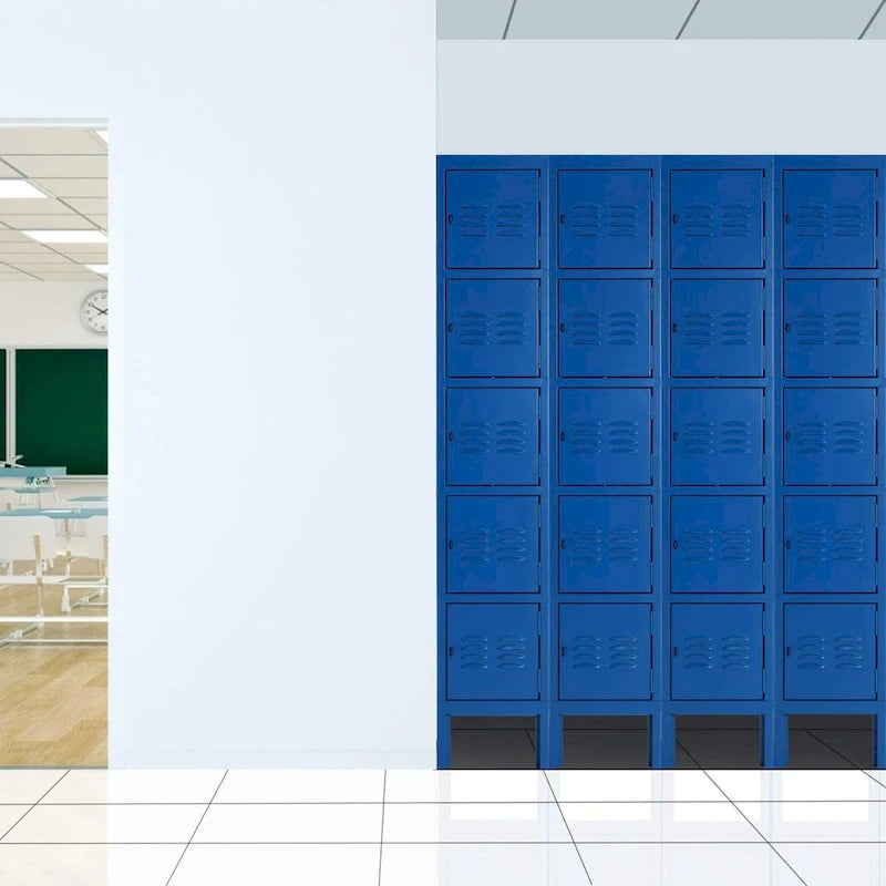 Casier de rangement métallique 5 portes bleu/gris — Une personne