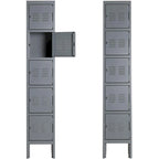 Casier de rangement métallique 5 portes bleu/gris — Une personne