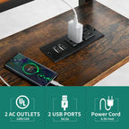 Bureau d'ordinateur portable réglable en hauteur marron/gris/noir avec roulettes et station de recharge – 1 personne