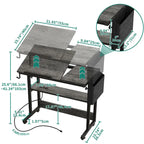 Bureau d'ordinateur portable réglable en hauteur marron/gris/noir avec roulettes et station de recharge – 1 personne