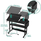 Bureau d'ordinateur portable réglable en hauteur marron/gris/noir avec roulettes et station de recharge – 1 personne