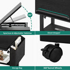 Bureau d'ordinateur portable réglable en hauteur marron/gris/noir avec roulettes et station de recharge – 1 personne