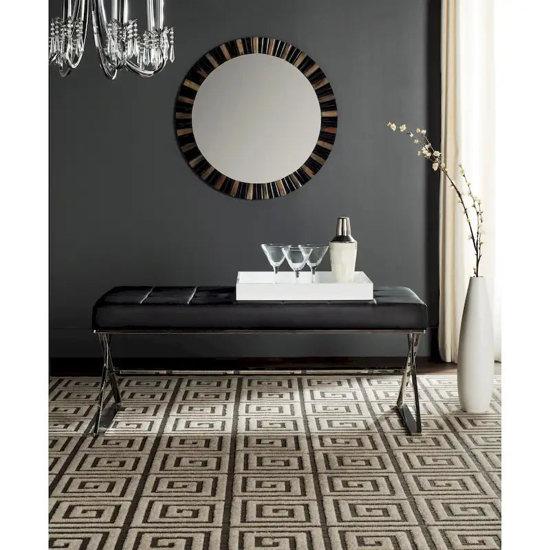 Ottoman en cuir PU capitonné chromé noir / gris / orange – Siège individuel