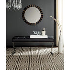 Ottoman en cuir PU capitonné chromé noir / gris / orange – Siège individuel