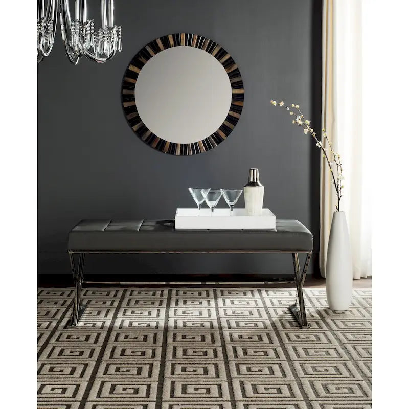 Ottoman en cuir PU capitonné chromé noir / gris / orange – Siège individuel