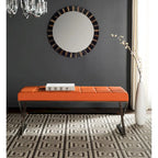 Ottoman en cuir PU capitonné chromé noir / gris / orange – Siège individuel