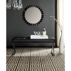 Ottoman en cuir PU capitonné chromé noir / gris / orange – Siège individuel
