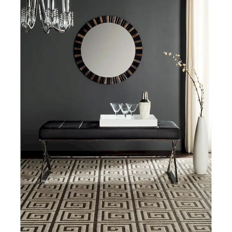 Ottoman en cuir PU capitonné chromé noir / gris / orange – Siège individuel