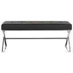 Ottoman en cuir PU capitonné chromé noir / gris / orange – Siège individuel