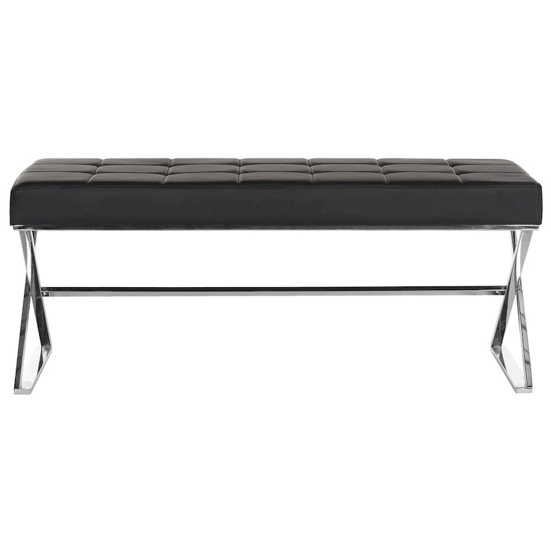 Ottoman en cuir PU capitonné chromé noir / gris / orange – Siège individuel