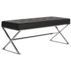 Ottoman en cuir PU capitonné chromé noir / gris / orange – Siège individuel