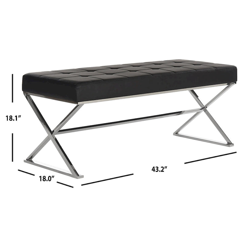 Ottoman en cuir PU capitonné chromé noir / gris / orange – Siège individuel