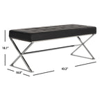 Ottoman en cuir PU capitonné chromé noir / gris / orange – Siège individuel