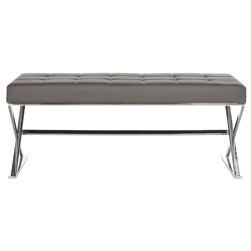 Ottoman en cuir PU capitonné chromé noir / gris / orange – Siège individuel