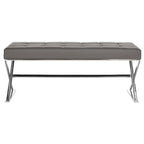 Ottoman en cuir PU capitonné chromé noir / gris / orange – Siège individuel