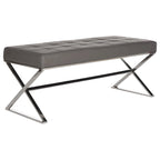 Ottoman en cuir PU capitonné chromé noir / gris / orange – Siège individuel