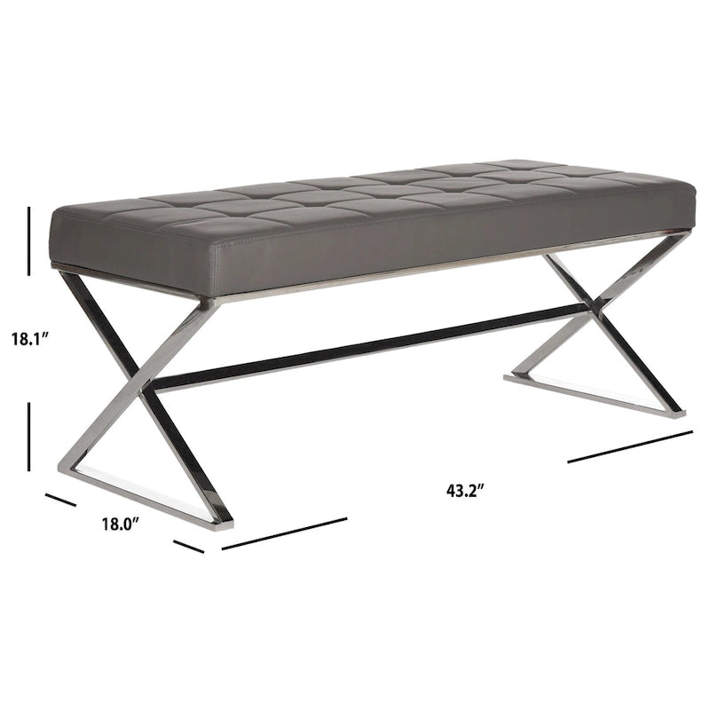 Ottoman en cuir PU capitonné chromé noir / gris / orange – Siège individuel
