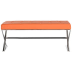 Ottoman en cuir PU capitonné chromé noir / gris / orange – Siège individuel