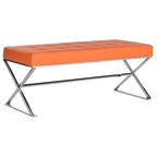Ottoman en cuir PU capitonné chromé noir / gris / orange – Siège individuel