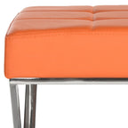 Ottoman en cuir PU capitonné chromé noir / gris / orange – Siège individuel