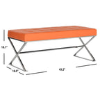 Ottoman en cuir PU capitonné chromé noir / gris / orange – Siège individuel
