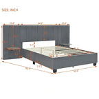 Lit Plateforme Rembourré en Velours Beige avec Tête de Lit Surdimensionnée — Grand Lit, 1 Place