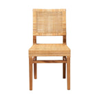 Chaise de salle à manger en rotin brun naturel et noyer, style bohème, 1 place